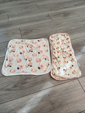 Copper Pearl Caroline Peach Security Blanket and Baby Burp Cloth Bundle